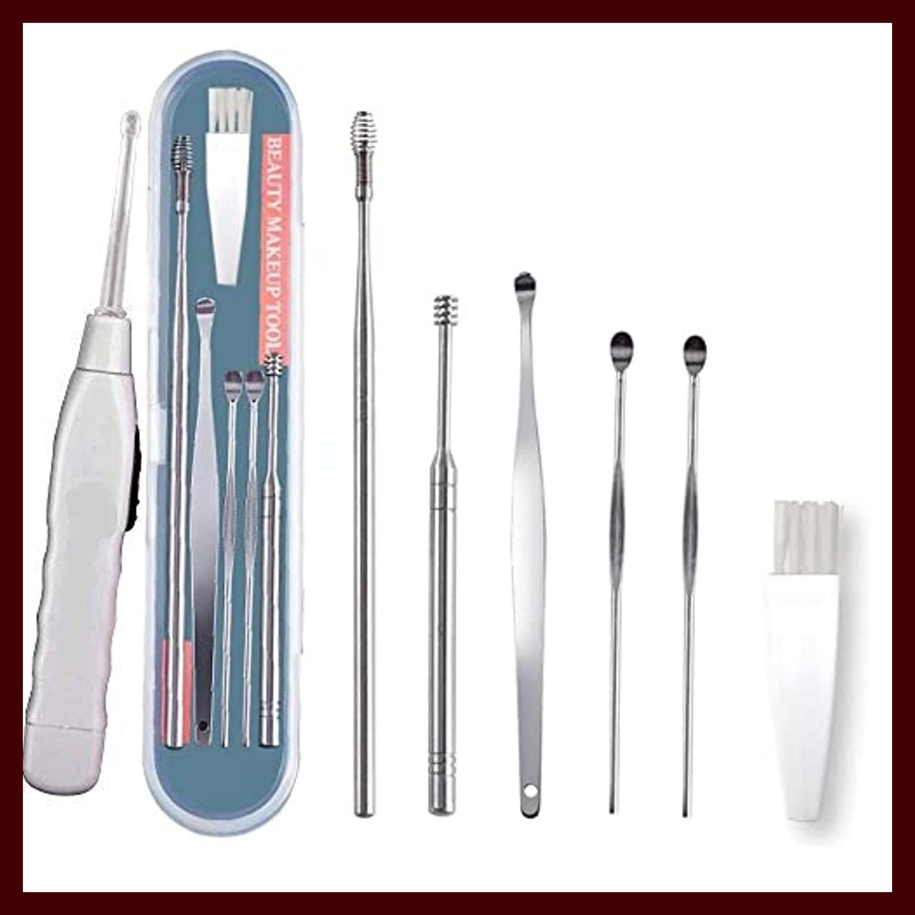 Ear Cleaner Kit with LED Flashlight Earpick Tool Storage Box-image-46