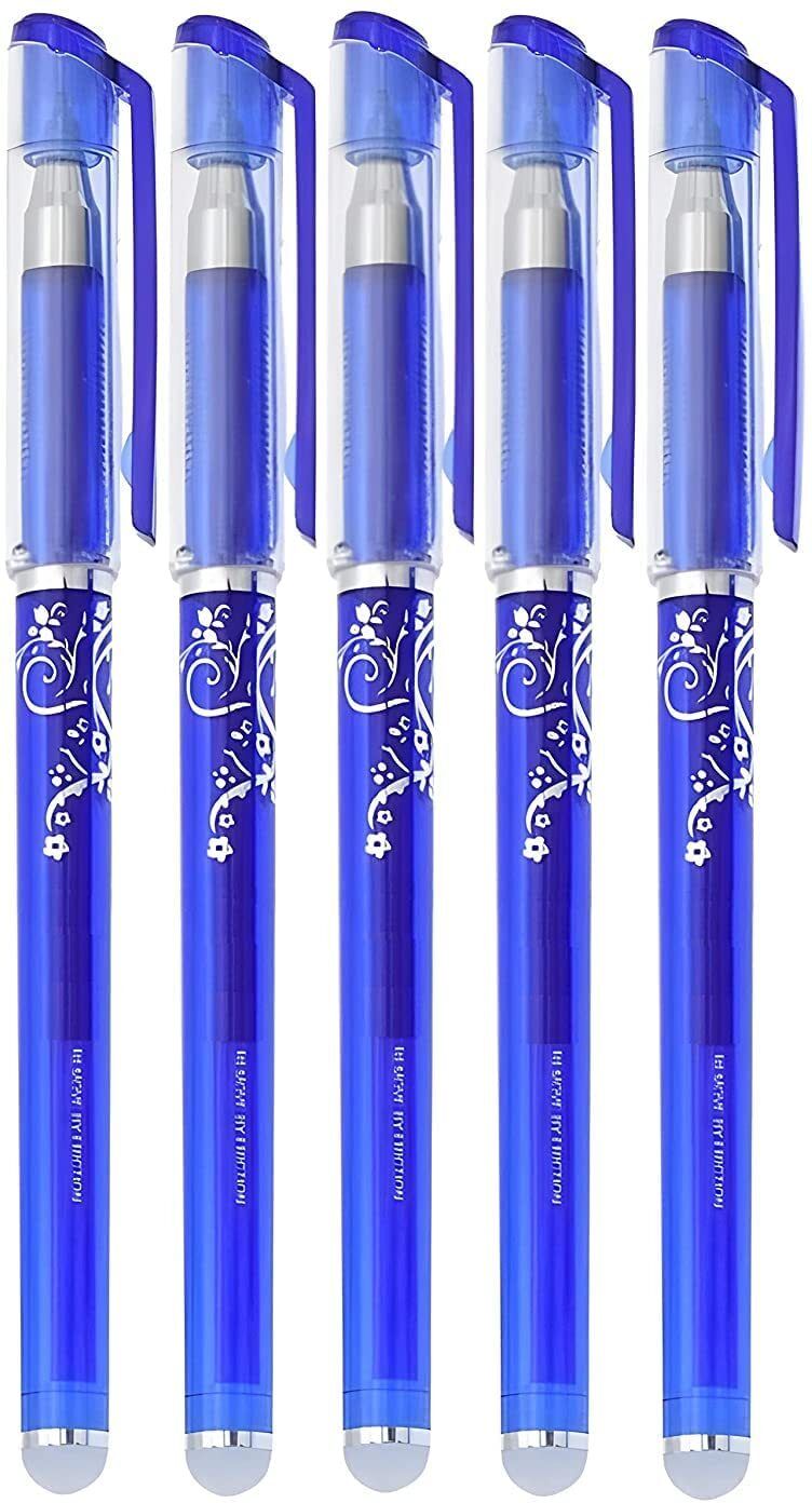 gnsp 5 Pcs Blue Ink Erasable Gel Pen Set with attached Magic Wipe Eraser 0.35mm Nib Gel Pen-picture-12