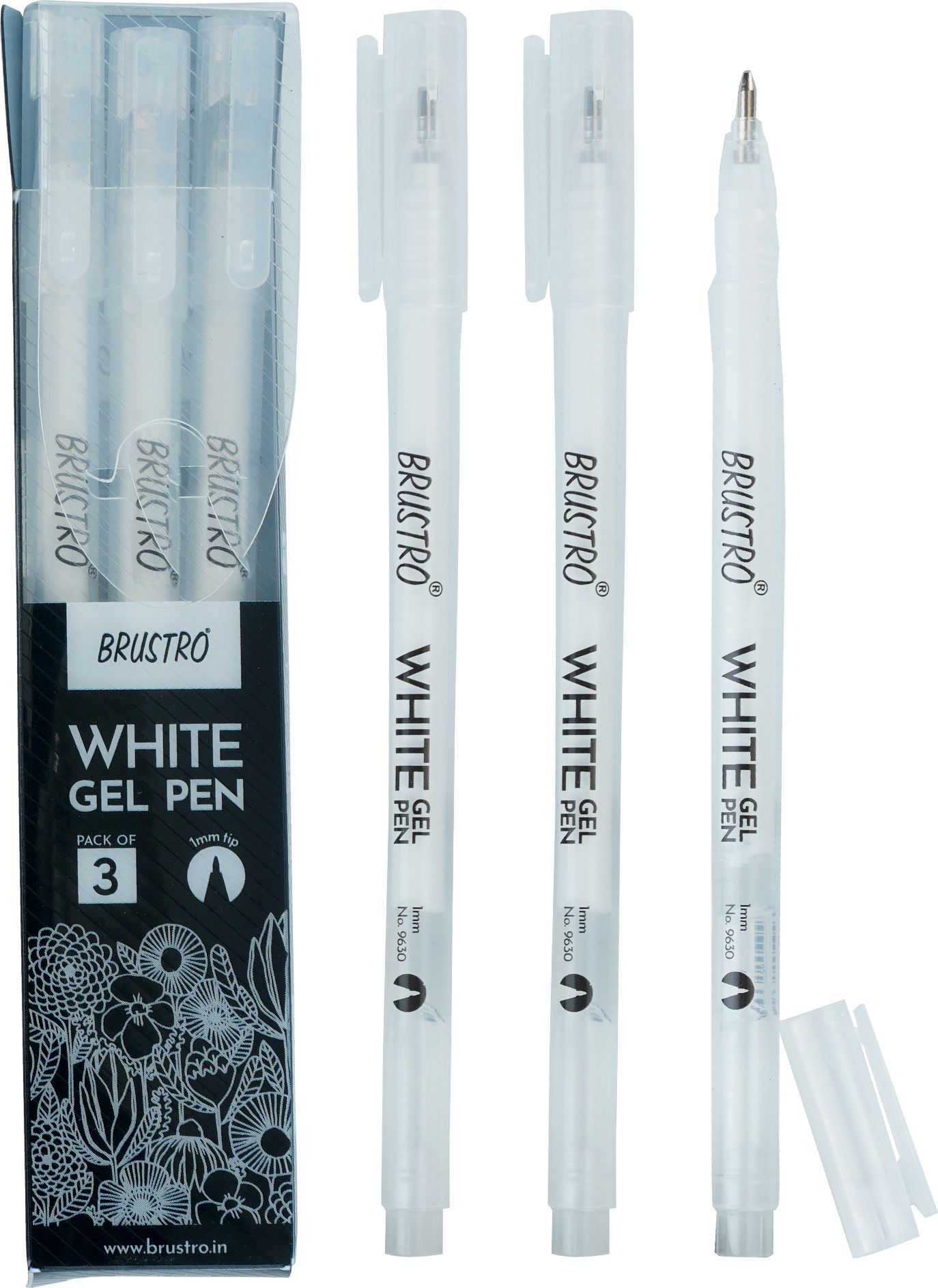 brustro White Gel Pen Pack of - 3. Tip Size - 1 mm Gel Pen-picture-16