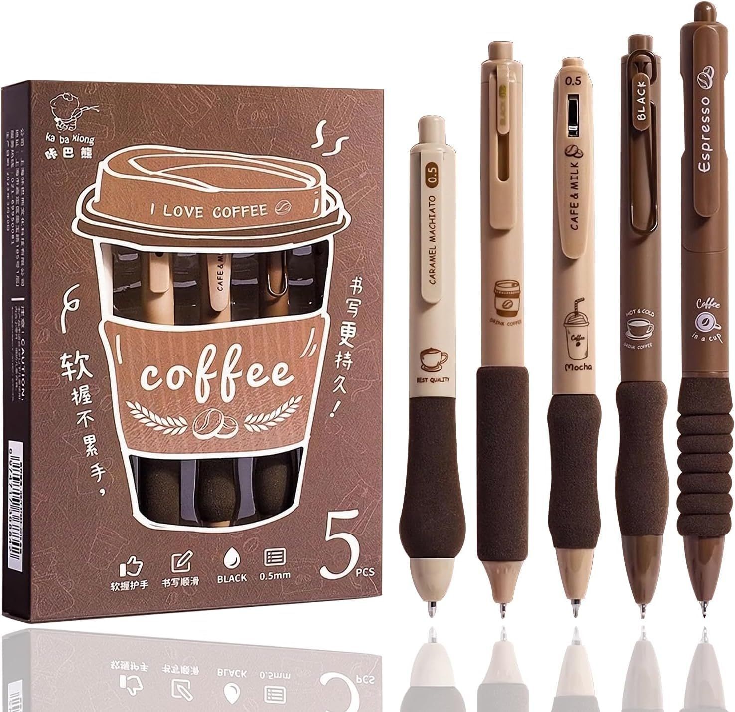 urm Aesthetic Cute Coffee Theme Gel Pens Set 0.5 mm Smooth Writing Gel Pen-picture-4
