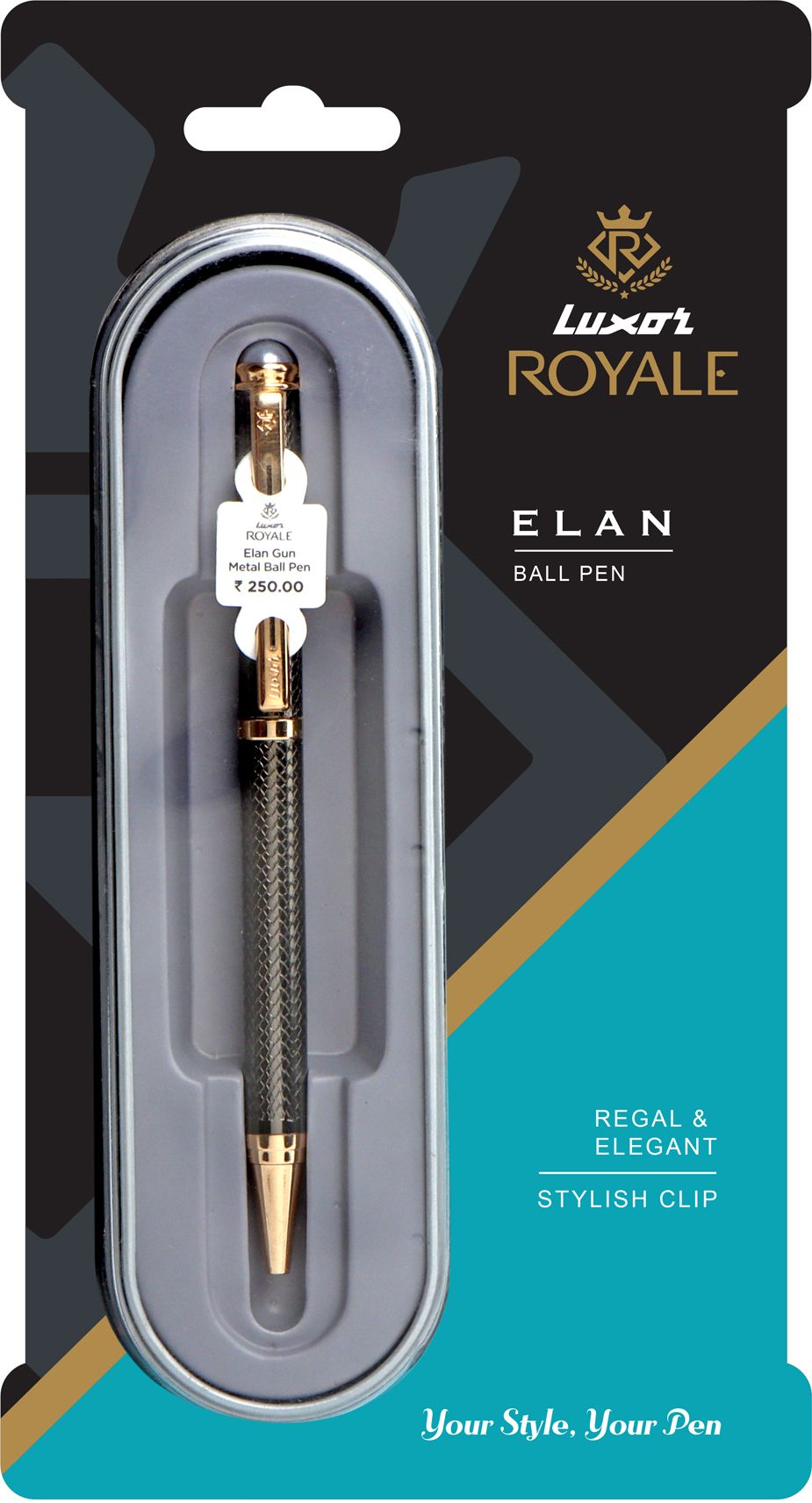 luxor Royale Elan Gunmetal Body Gold Trim Ball Pen-picture-10