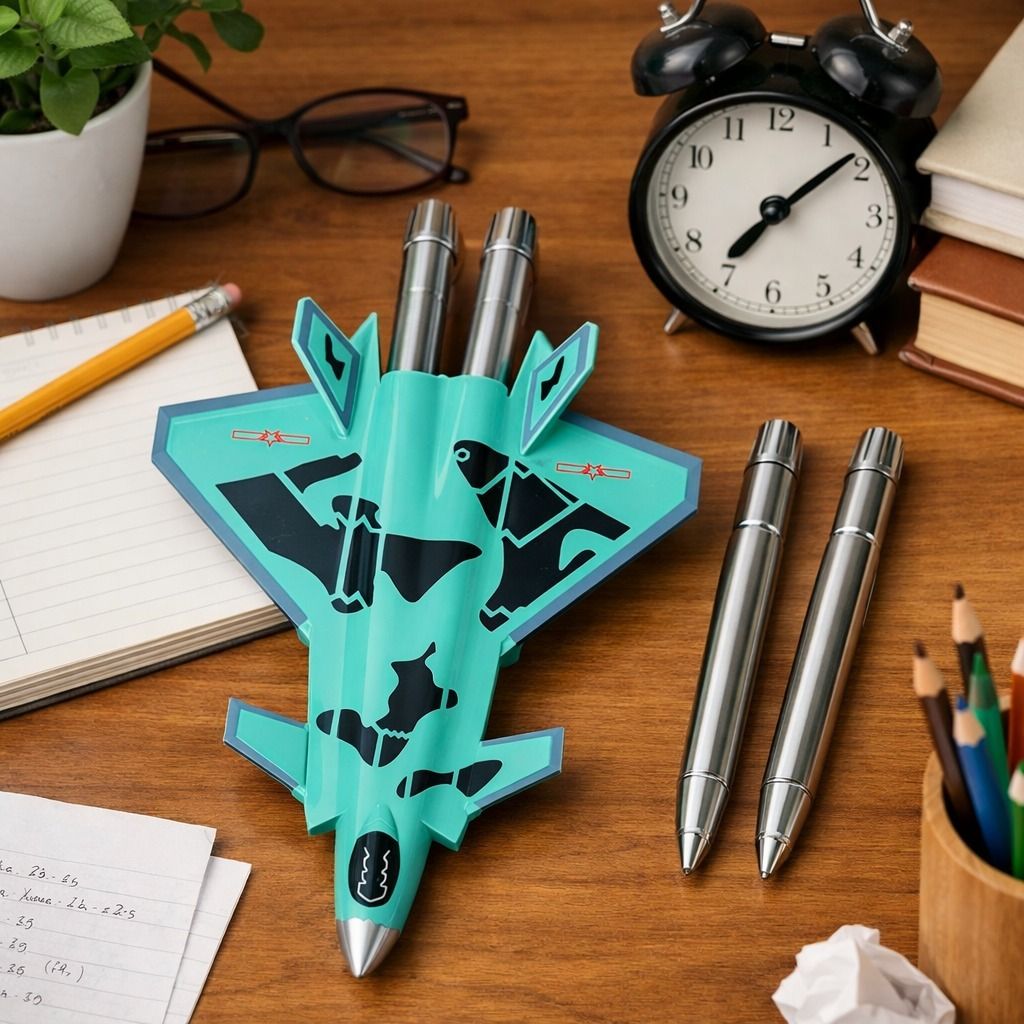 krishnaya Airplane Shape Novelty Pen Cute Kids Stationery Gift Smooth Writing Blue Ink Pen Pen Gift Set-picture-40