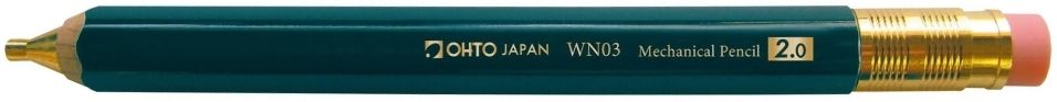 ohto WN03 Wooden Mechanical Pencil 2.0mm Green | Refillable Lead with Built-in Eraser Mechanical Pencil-picture-20