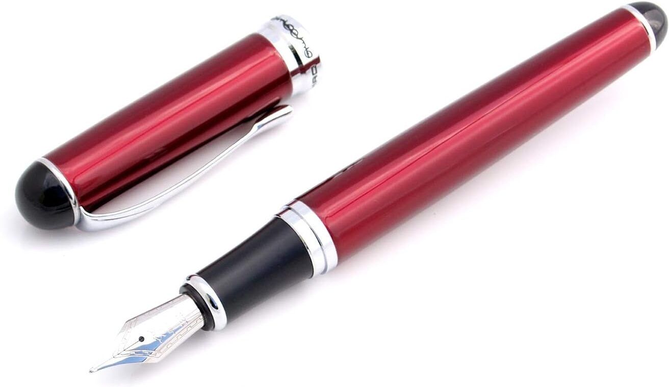 HoneyLush Jinhao X750 Maroon Glossy Plain 0.5mm Fine Nib Silver Trims Fountain Pen-picture-18
