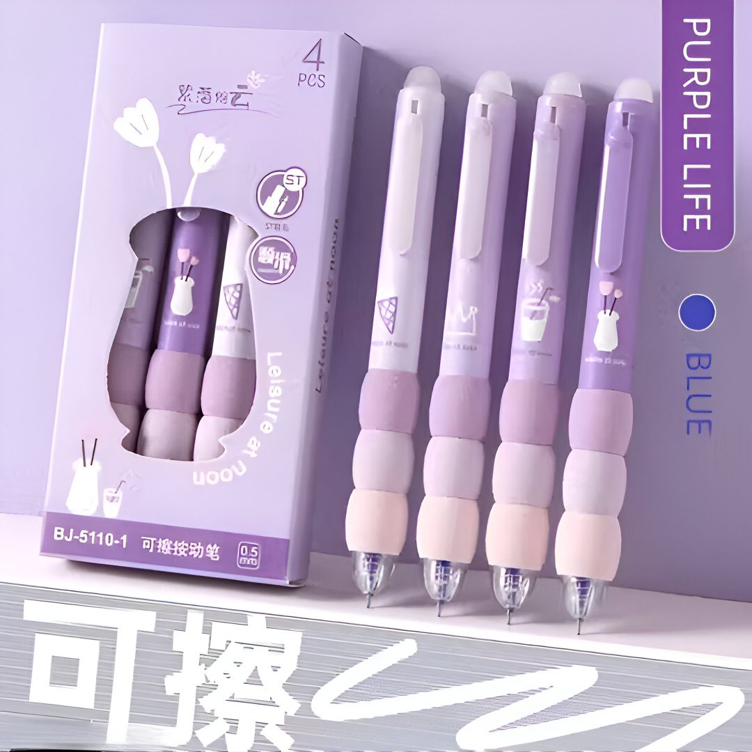 hs enterprise 4 Pcs Purple Erasable Gel Pen Set Gel Pen-picture-18