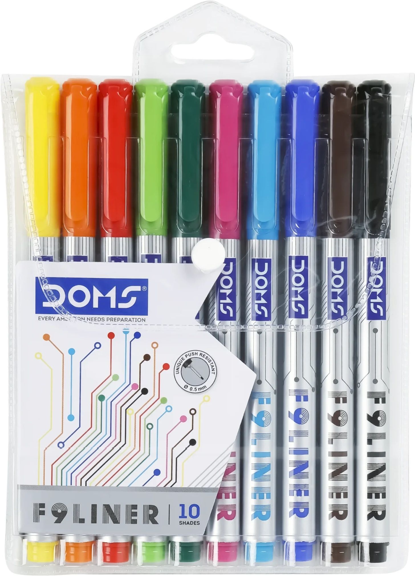 DOMS F9 Liner Pens (10 Assorted Shades) Fineliner Pen-picture-13