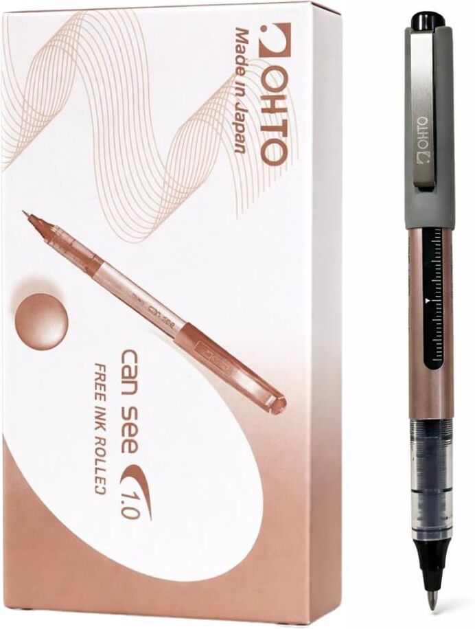 ohto Cansee Roller Pen 1.0mm Black Ink Pack of 12 | Fine Conical Tip Writing Pen Roller Ball Pen-picture-29