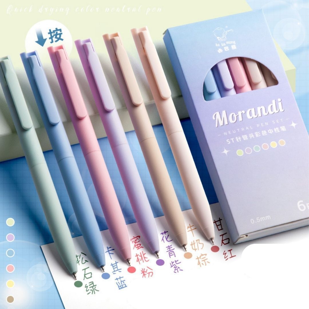 mpd enterprise 6 Colours Retractable Gel Pens with 6 Refills 0.5 mm Aesthetic Gel Pen Kawaii Gel Pen-picture-17