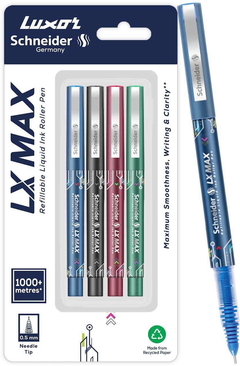 LX MAX | Needle Tip | 0.5 mm | 1000+ Meters Writing Length | German Technology Roller Ball Pen-image-18