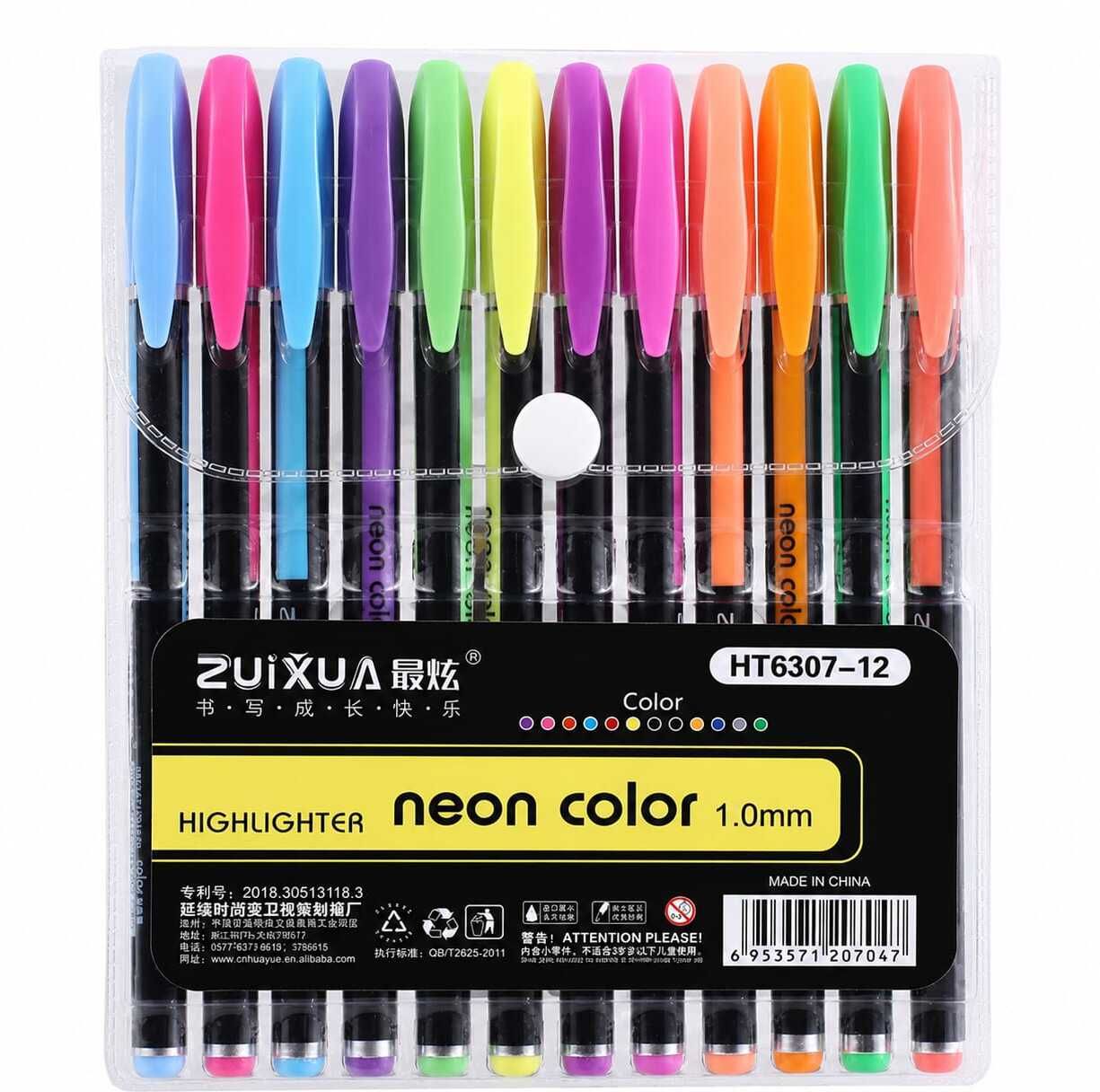 Highlighter Neon Pen Set | 1.0mm Fine Tip Writing Pens for Drawing,Sketching Multi-function Pen-image-17