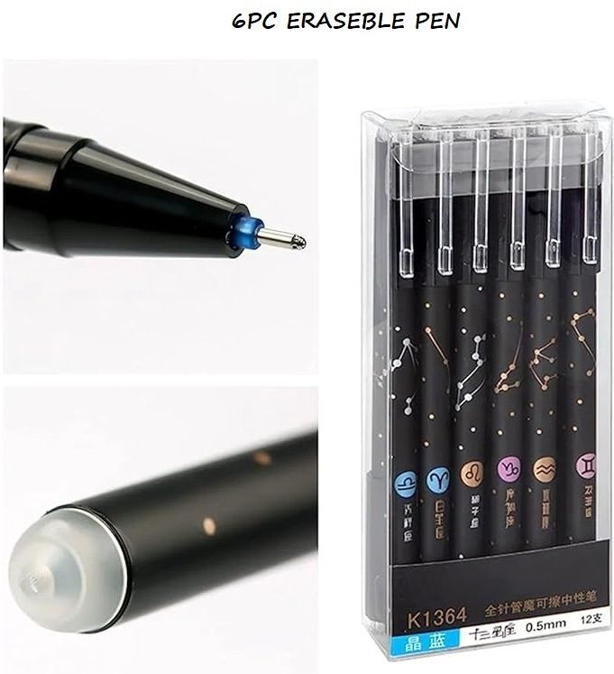 6Pc Erasable Pen With Eraser 0.5mm Fine Point Creativity For Journaling for kids Gel Pen-image-17