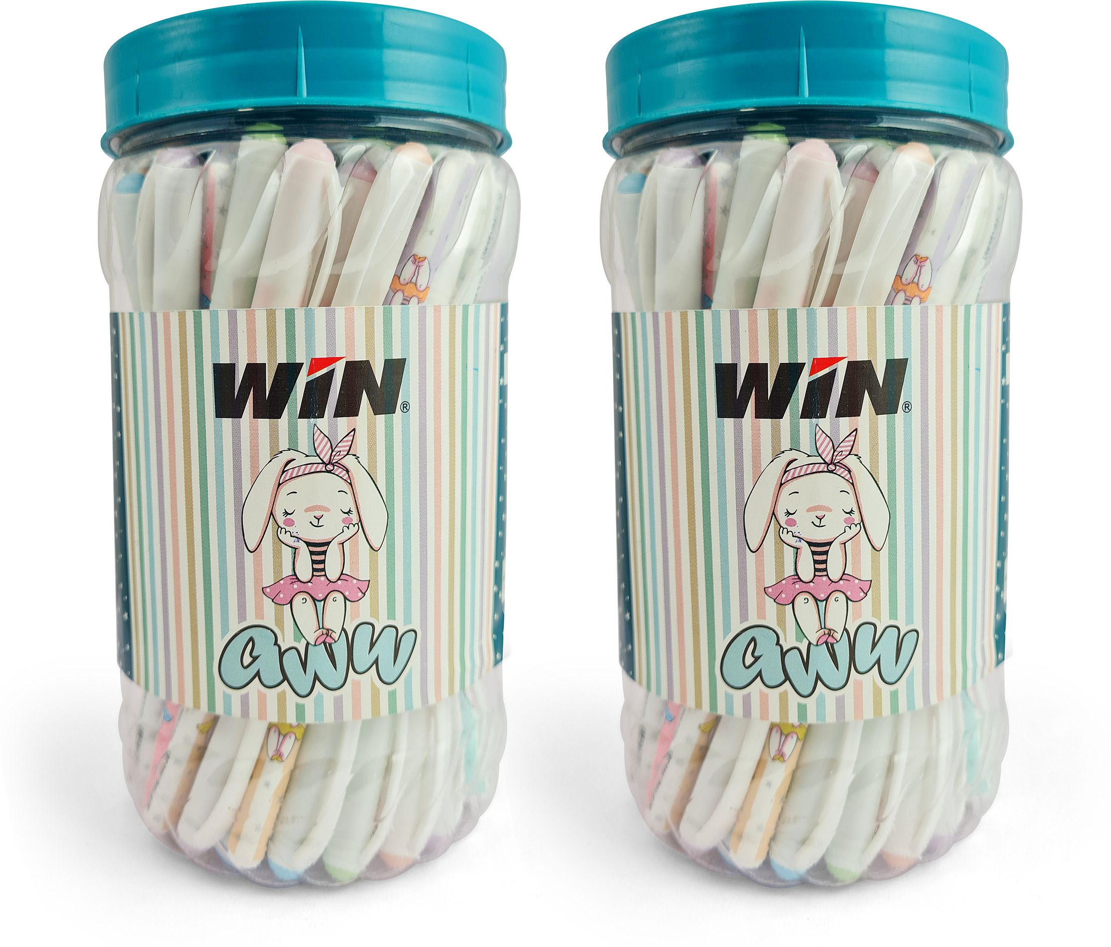 win Aww 100 Blue Pens , Jar | Cute Design | 0.7 mm Tip | Smooth Writing | Stationery Ball Pen-picture-27