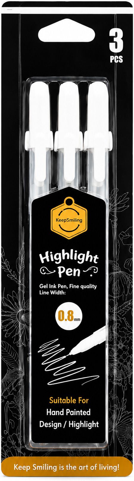 pixora White Gel Pens Pack of 3, 0.8mm Fine Tip for Black Paper, Art,Craft & Journaling Gel Pen-picture-29