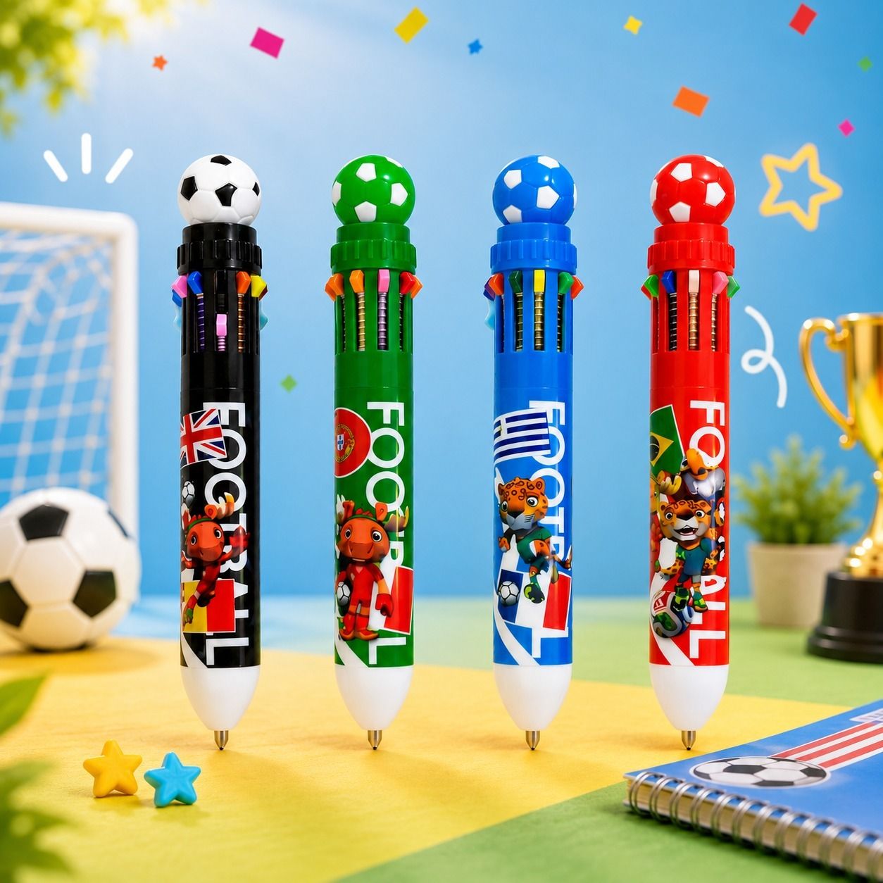 hh femmora 4 Color Football Ball Pen Cartoon Design Kids School Gift Multicolor Writing Pen Ball Pen-picture-10