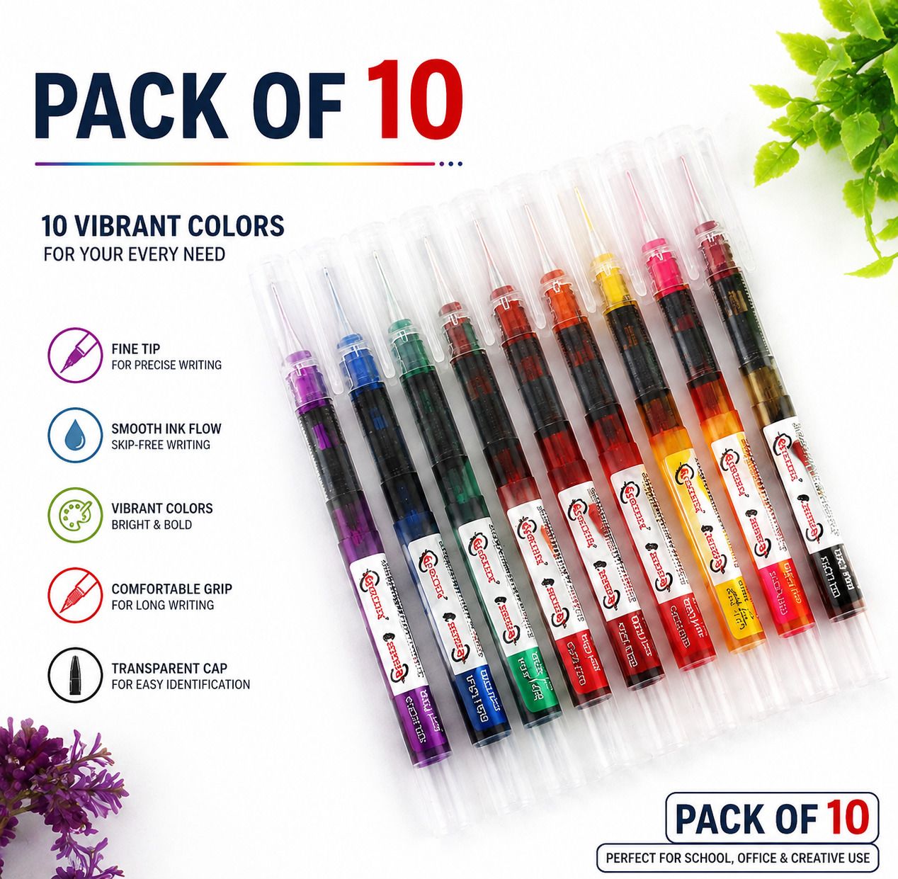 amito enterprises PACK OF 10 COLOR PENS Gel Pen-picture-26