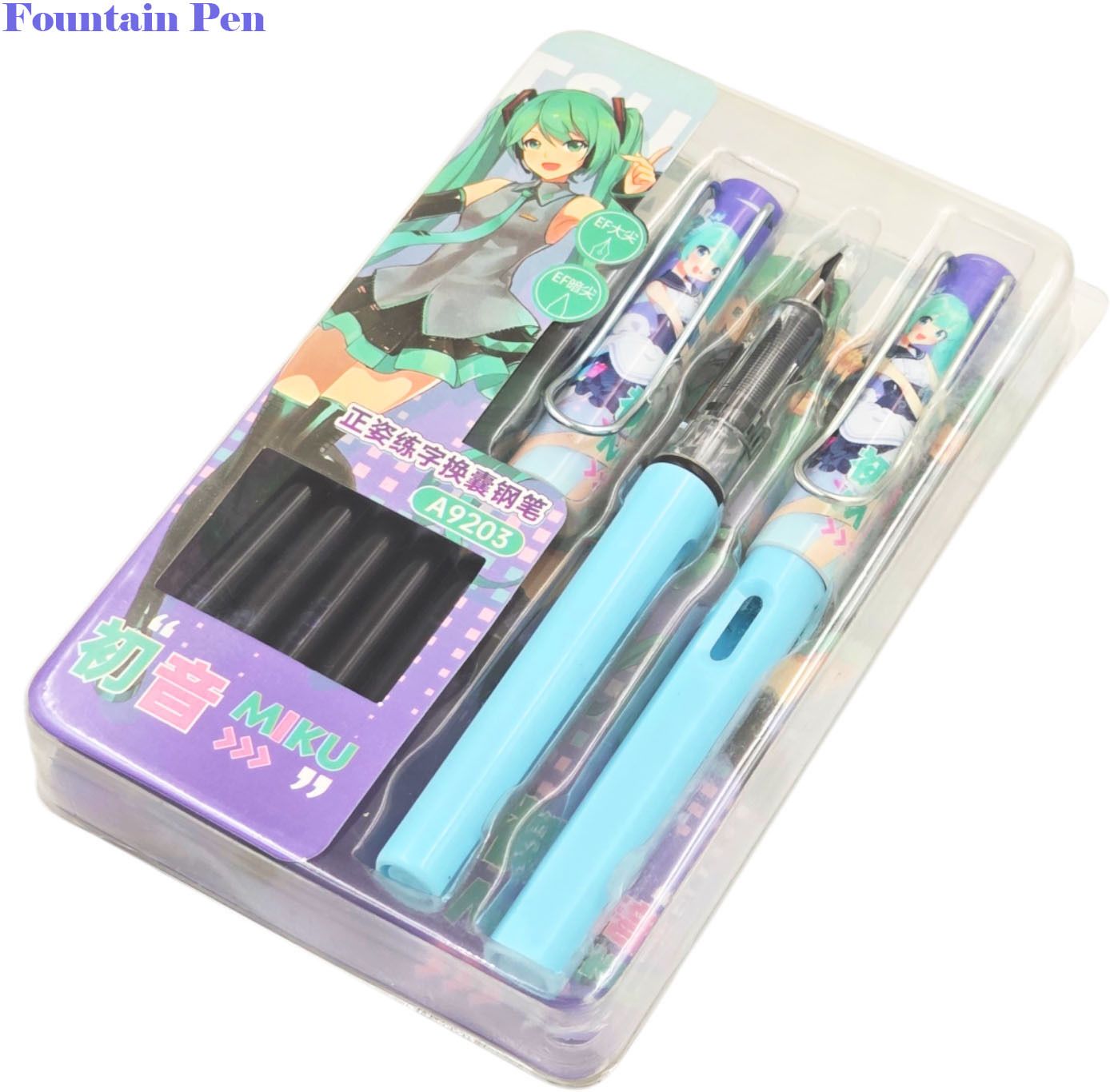 poksi Anime Theme Fountain Pen Set of 2 with 5 Ink Cartridges Gift Pack Fountain Pen-picture-18