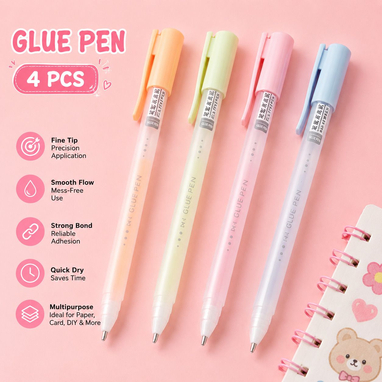 hh femmora Quick Dry Glue Pen for Paper Craft- Multipurpose Fine Tip Adhesive Glue Pen Gift Set-picture-19