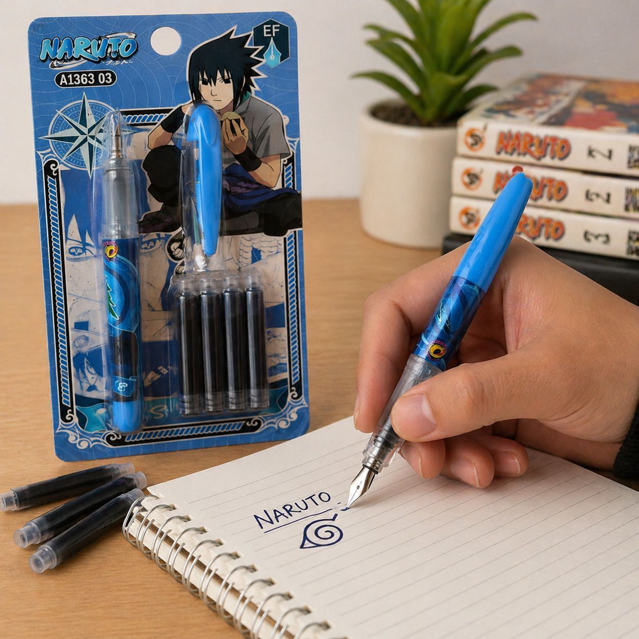 hh femmora Anime Character Fountain Pen with Ink Cartridges Smooth Writing Stationery Gel Pen-picture-11