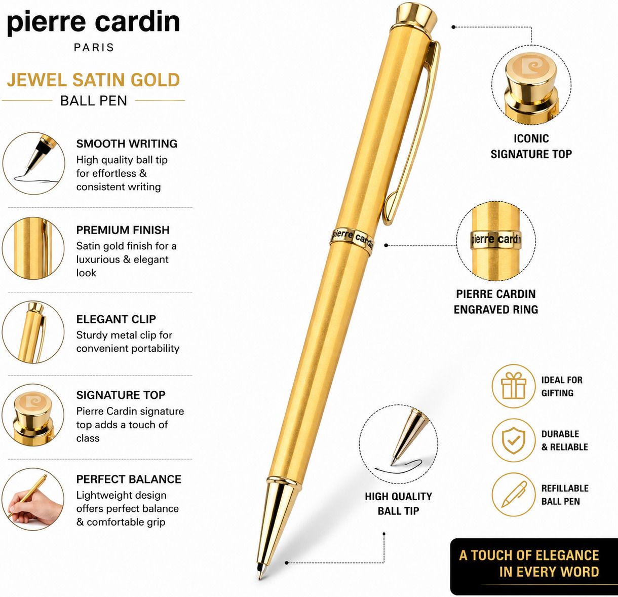 Pierre Cardin Jewel Satin Gold Premium Ball Pen with Gift Box Ball Pen-picture-48