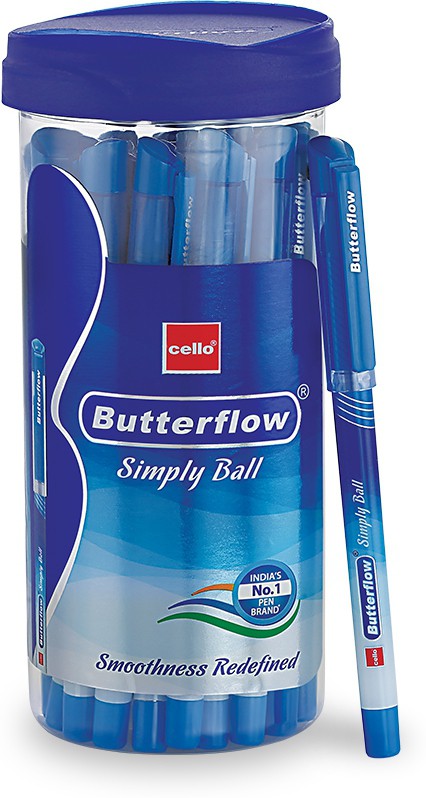 Cello Butterflow Simply Ball Pen (Pack of 25, Blue)