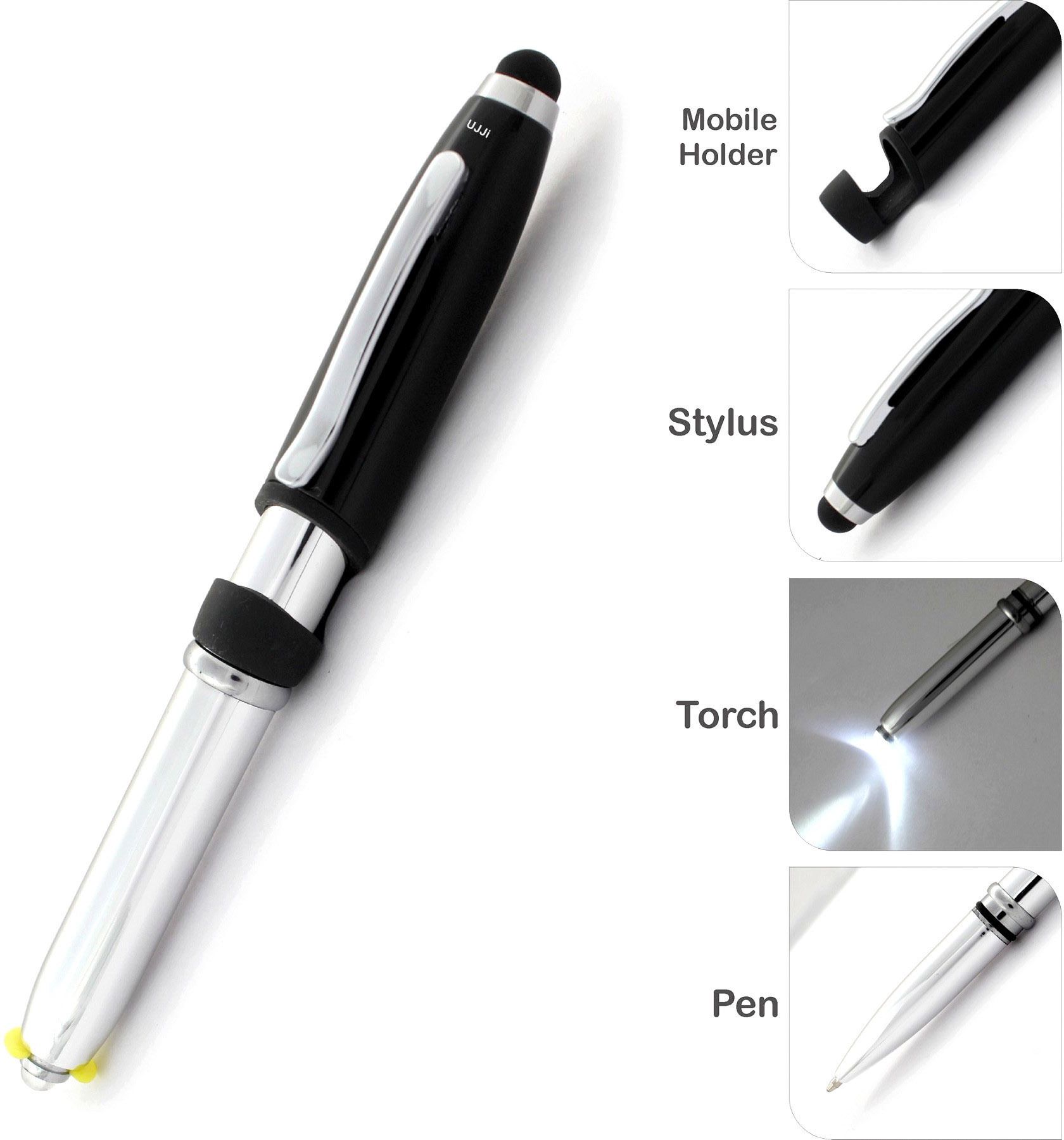 4in1 Traveller Pen with Stylus, Mobile Holder & Torch Multi-function Pen-image-1