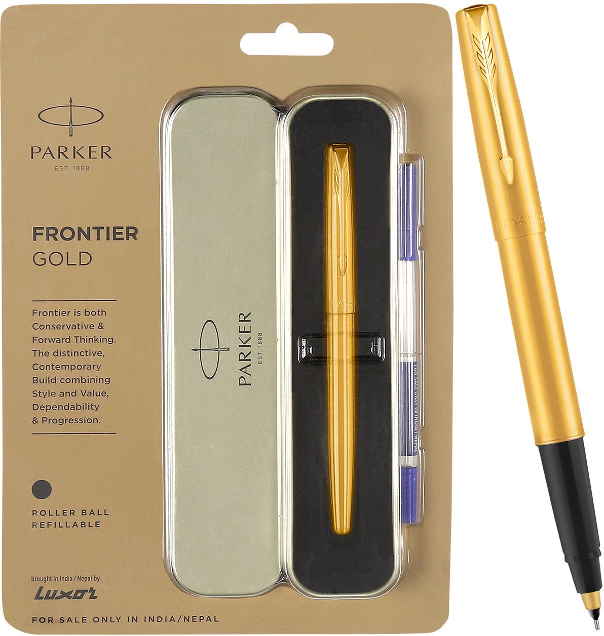 Frontier Stainless Steel, Gold Trim Roller Ball Pen-image-18