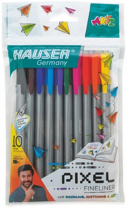 hauser PIXEL FINELINER PEN | 10 VIVID INK COLOURS | SET OF 1 | 10 PENS| Fineliner Pen-picture-22