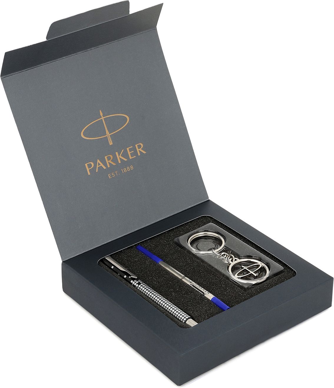 Vector Special Edition Chrome Trim Roller Ball Pen With Parker Keychain Pen Gift Set-picture-15