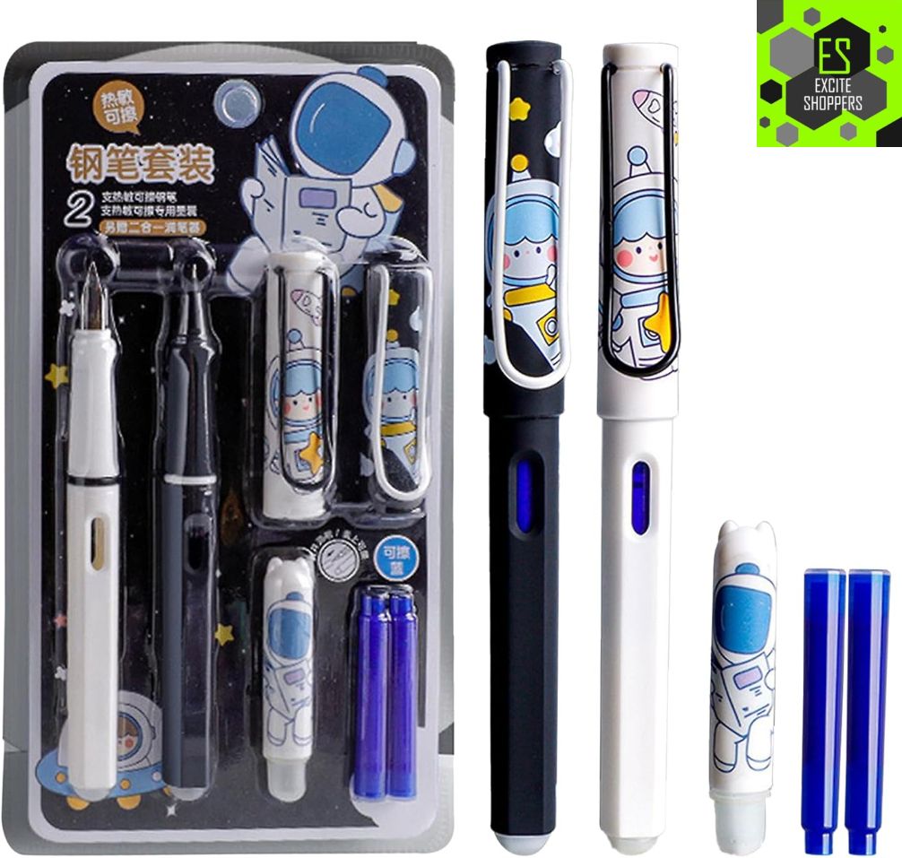 excite shoppers Quality Fountain Pens Set with Cartridge, Erasable Ink, Medium Nib Refill-picture-26