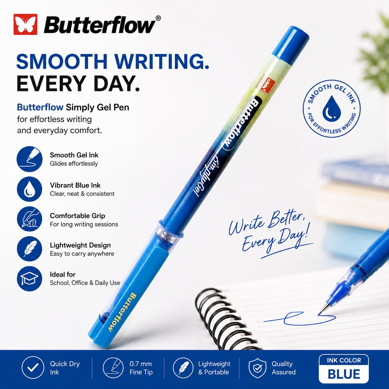 cello Butterflow Classic Gel Pen 20 Gel Pen-picture-11