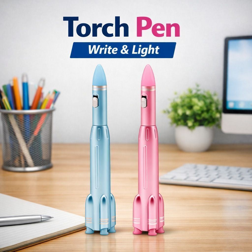 hh femmora Rocket Shape LED Light Ball Pen Creative Writing Pen for Kids School Stationery Gel Pen-picture-31
