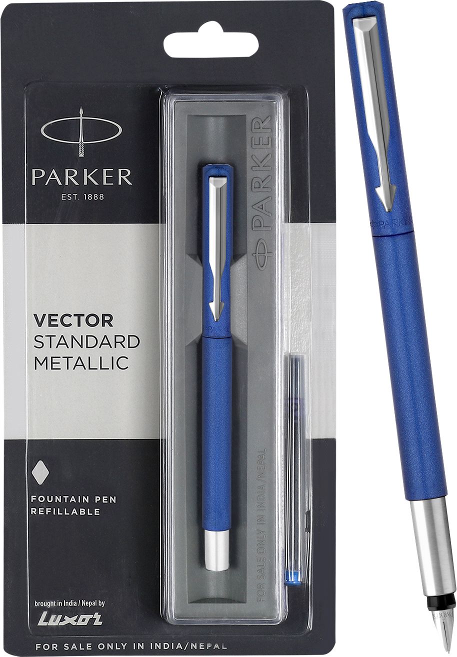 Parker Vector Standard Chrome Trim| Metallic Blue| Fountain Pen-image-33
