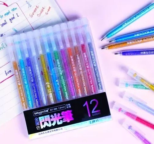 penberry Metallic Glitter Pen Set | Color Sketching & DIY Art Pens for Kids & Adults Gel Pen-picture-30