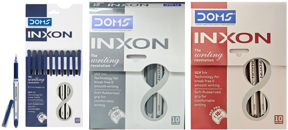 doms INXON | 0.7mm | Soft Rubberized Grip | BLUE-10 + BLACK 10 + RED - 10| Ball Pen-picture-15