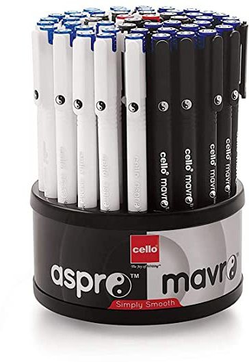 Cello Aspro Mavro Ball Pen (Pack of 50, Blue, Black, Red)