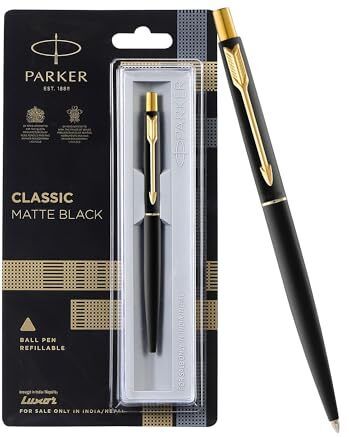 parker Classic Matte Black, Gold Trim Ball Pen-picture-25