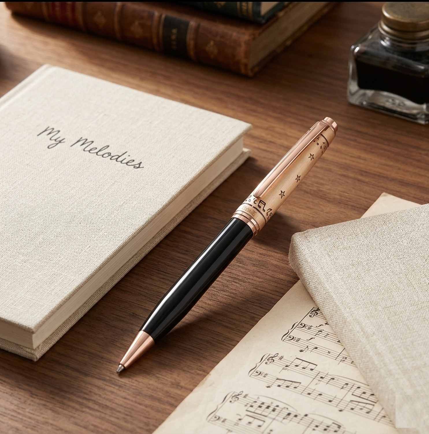 krink ® Core collection Metal pen Black and golden combination musical engraved Ball Pen-picture-44