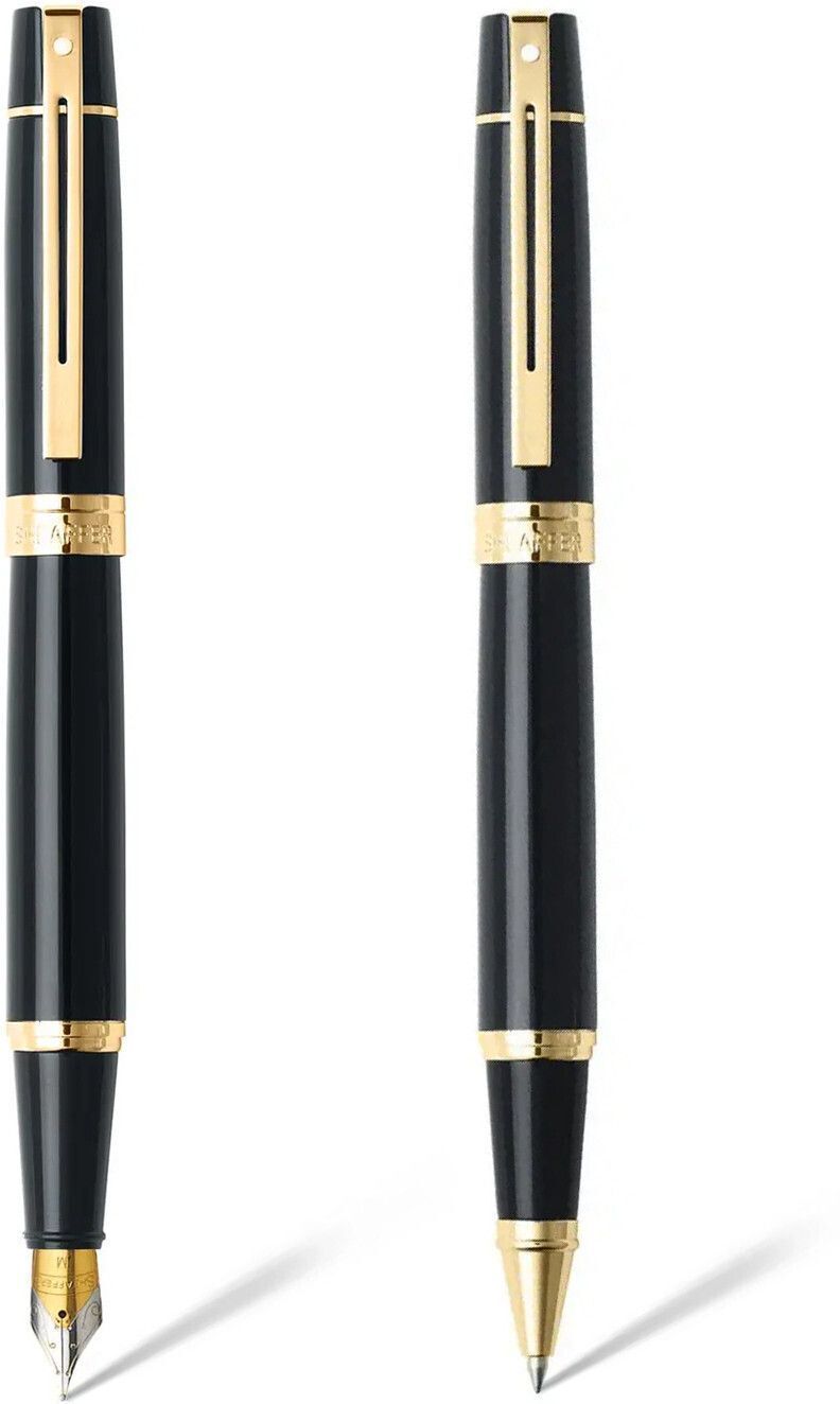 G932 Set of 2 Gift 300 Black Fountain Pen (M) And Rollerball Pen Premium Pen Gift Set-image-3