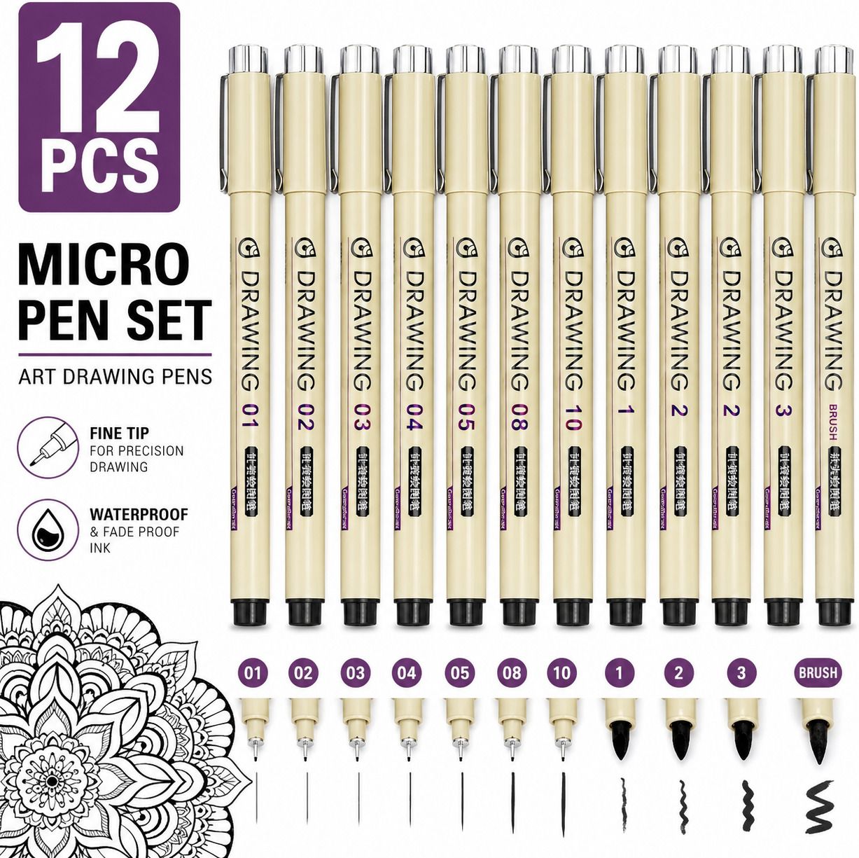 ambdded Professional Micro Fineliner Drawing Pen Set Fineliner Pen-picture-12