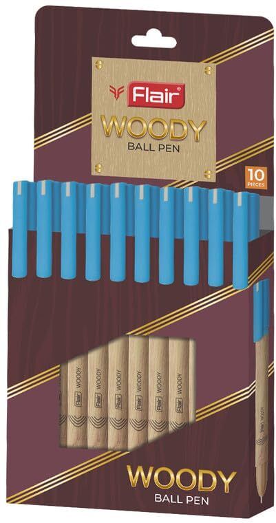 flair WOODY BALL PEN | 20 PENS | 2 PACK OF 10 PEN SET | INK - BLUE | 0.7 mm | Ball Pen-picture-10