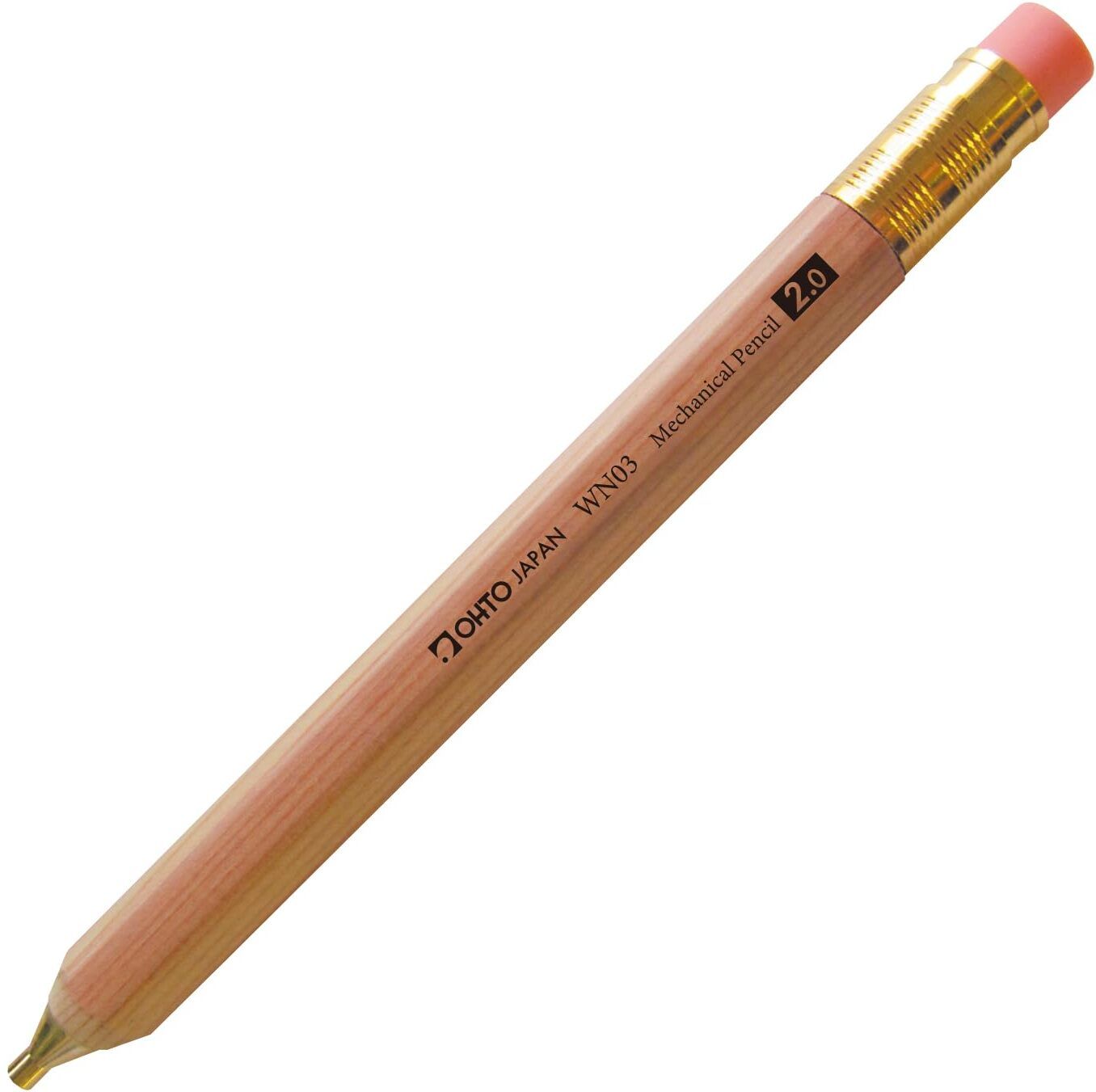 ohto WN03 Wooden Mechanical Pencil 2.0mm Natural | Refillable Lead & Built-in Eraser Mechanical Pencil-picture-26