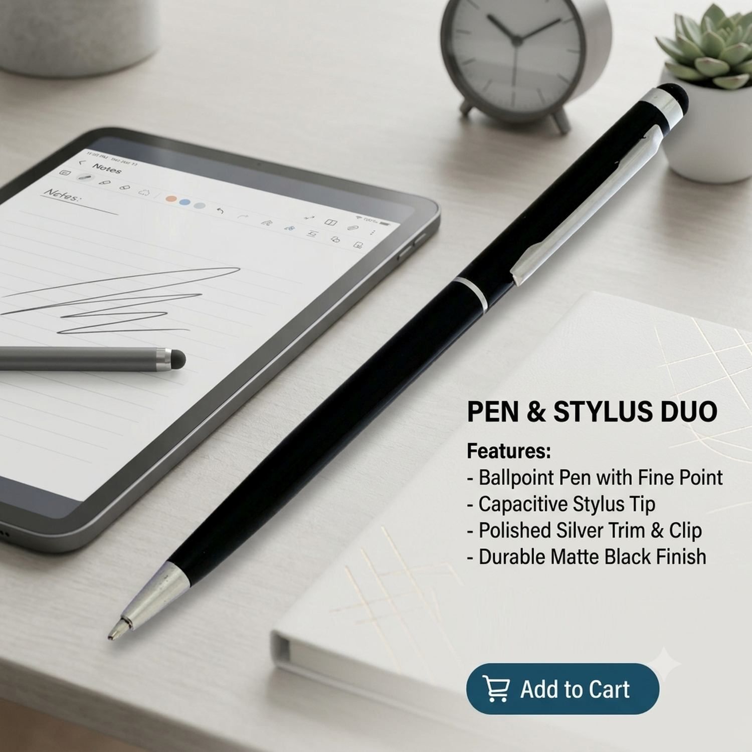 ® Core collection Metal pen Matt black and silver combination Metal Body stylus Ball Pen-image-4