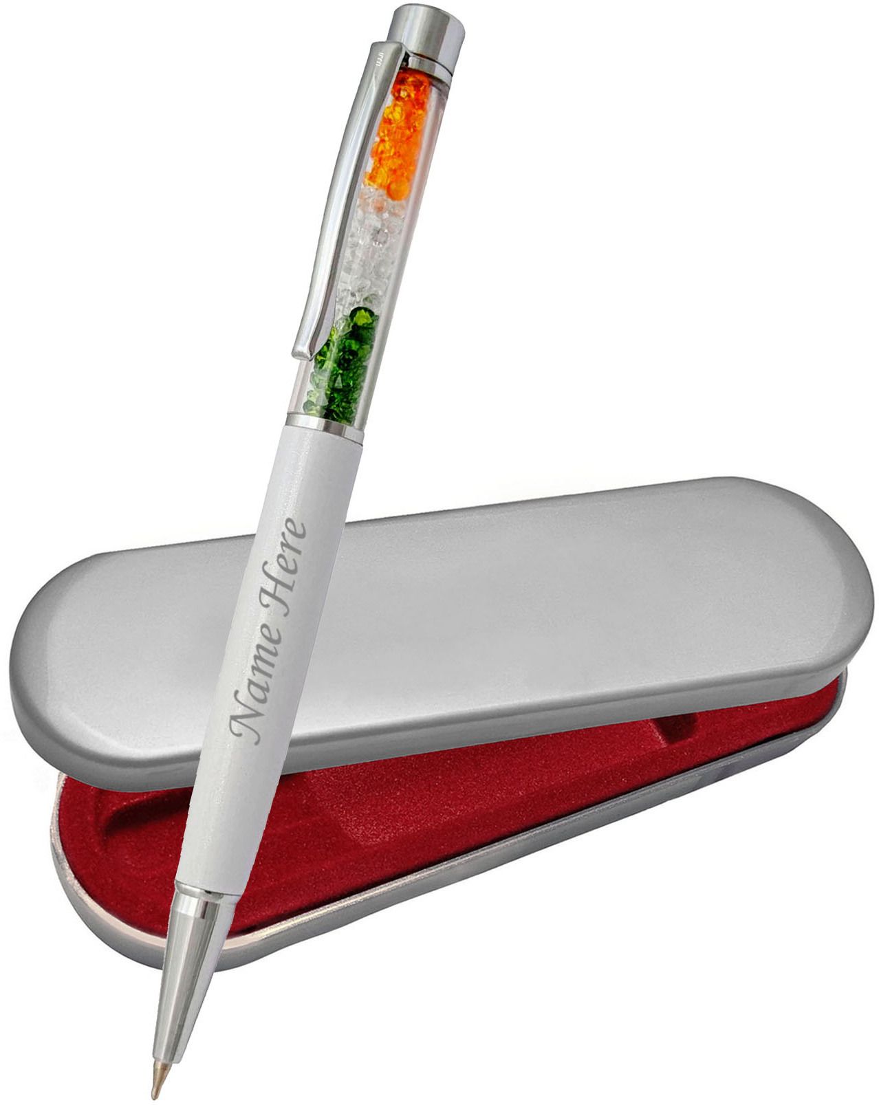Cristal Tiranga Metal White Colour Body Ball Pen-image-46