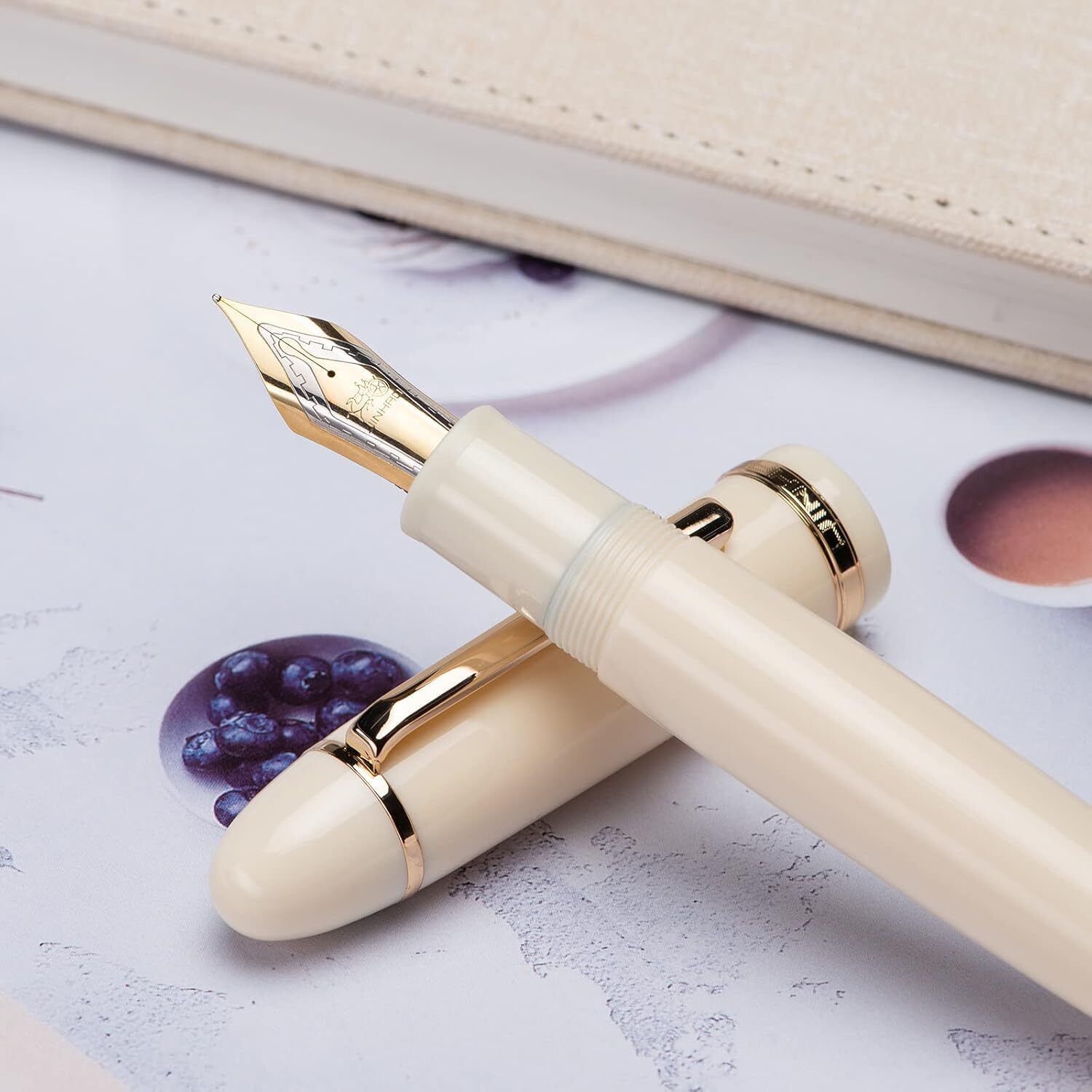 schubert Jinhao X159 Ivory White with Gold Clip Acrylic Fountain pen with Converter. Fountain Pen-picture-10