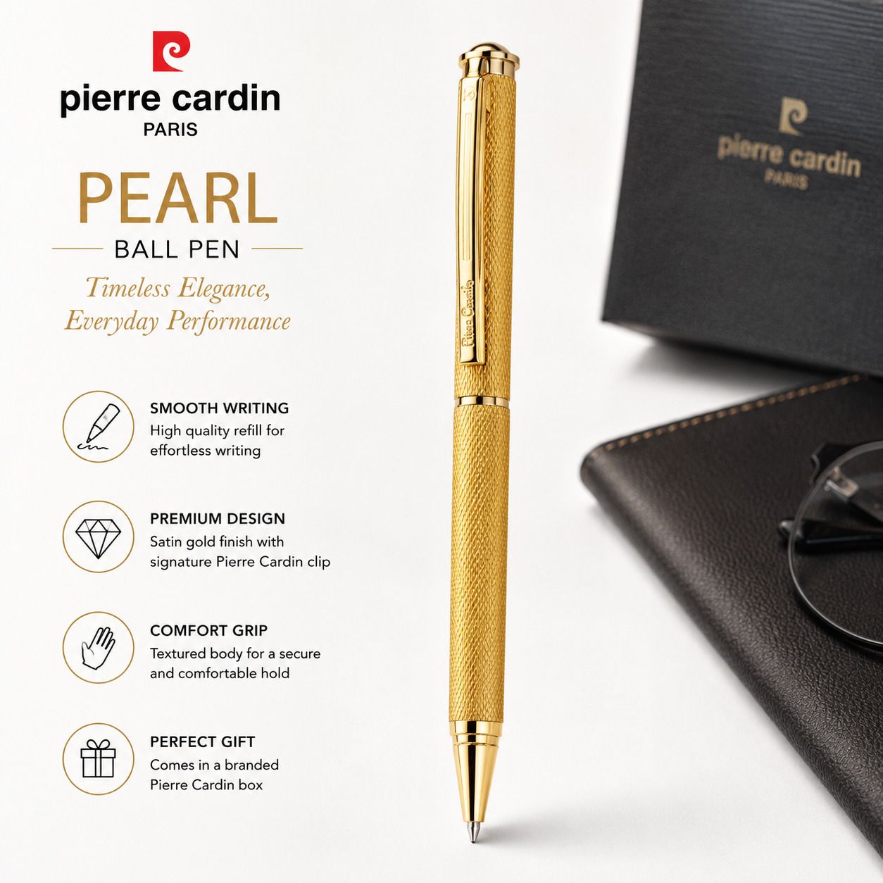 Pierre Cardin Pearl Satin Gold Ball Pen | 0.7 mm | Premium Gift Pen Ball Pen-picture-22
