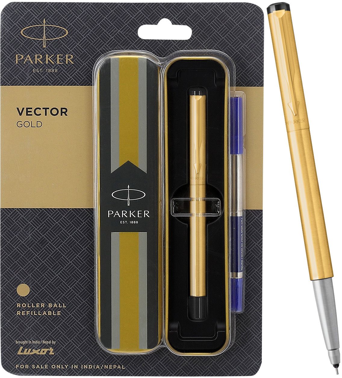parker Vector Stainless Steel, Gold Trim Roller Ball Pen-picture-10