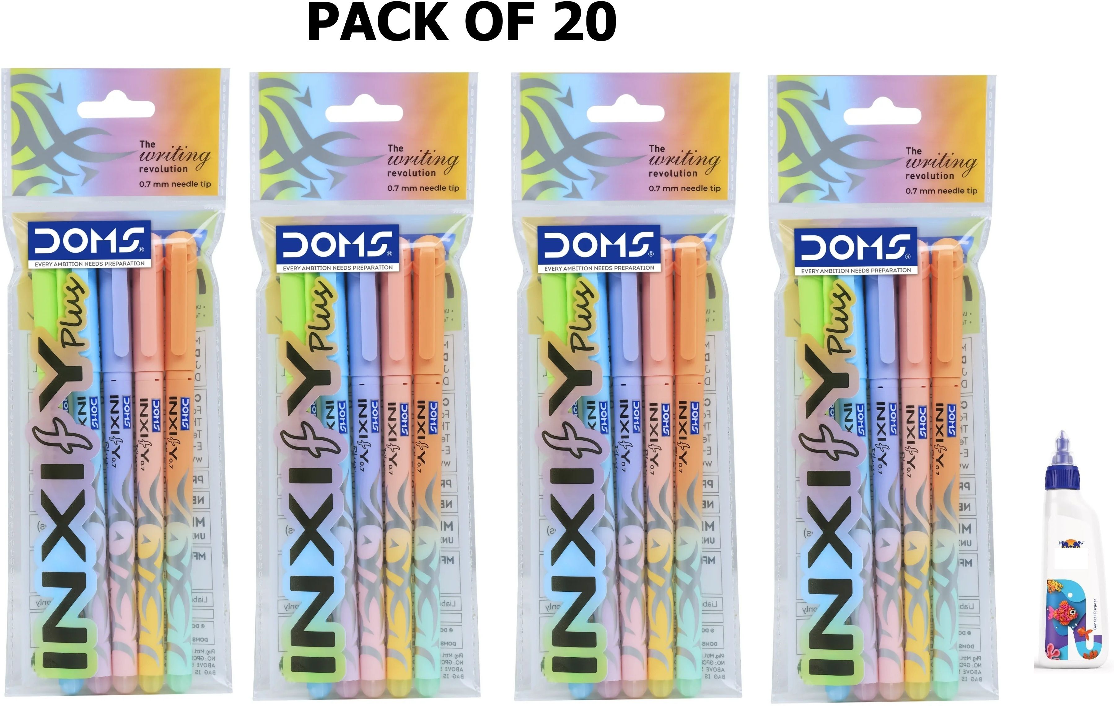 doms INXIFY PLUS 0.7 Ball Pen Lightweight, Fade Resistant, Comfortable Grip FREE GLUE Ball Pen-picture-45