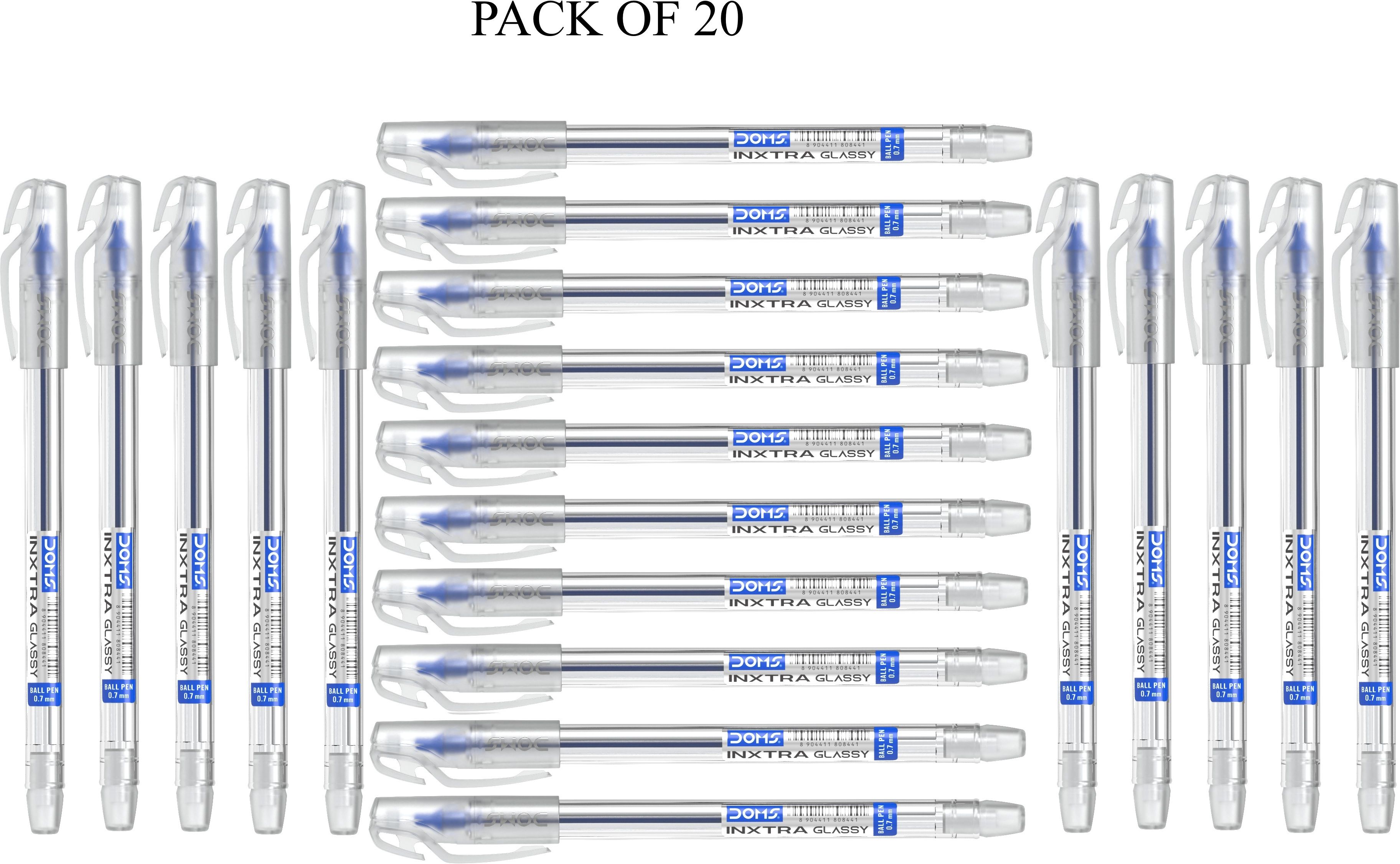 doms Inxtra Glassy 0.7mm | Transparent Clear Body| Comfortable Grip For Smooth Ball Pen-picture-22