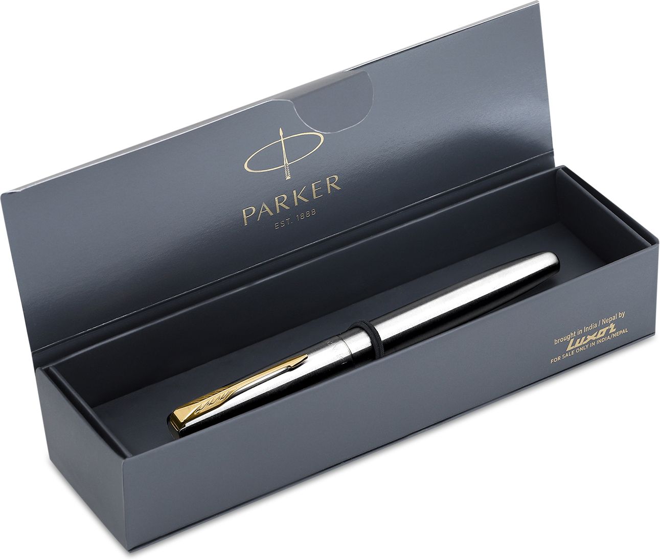 Frontier Stainless Steel, Gold Trim Fountain Pen-image-16