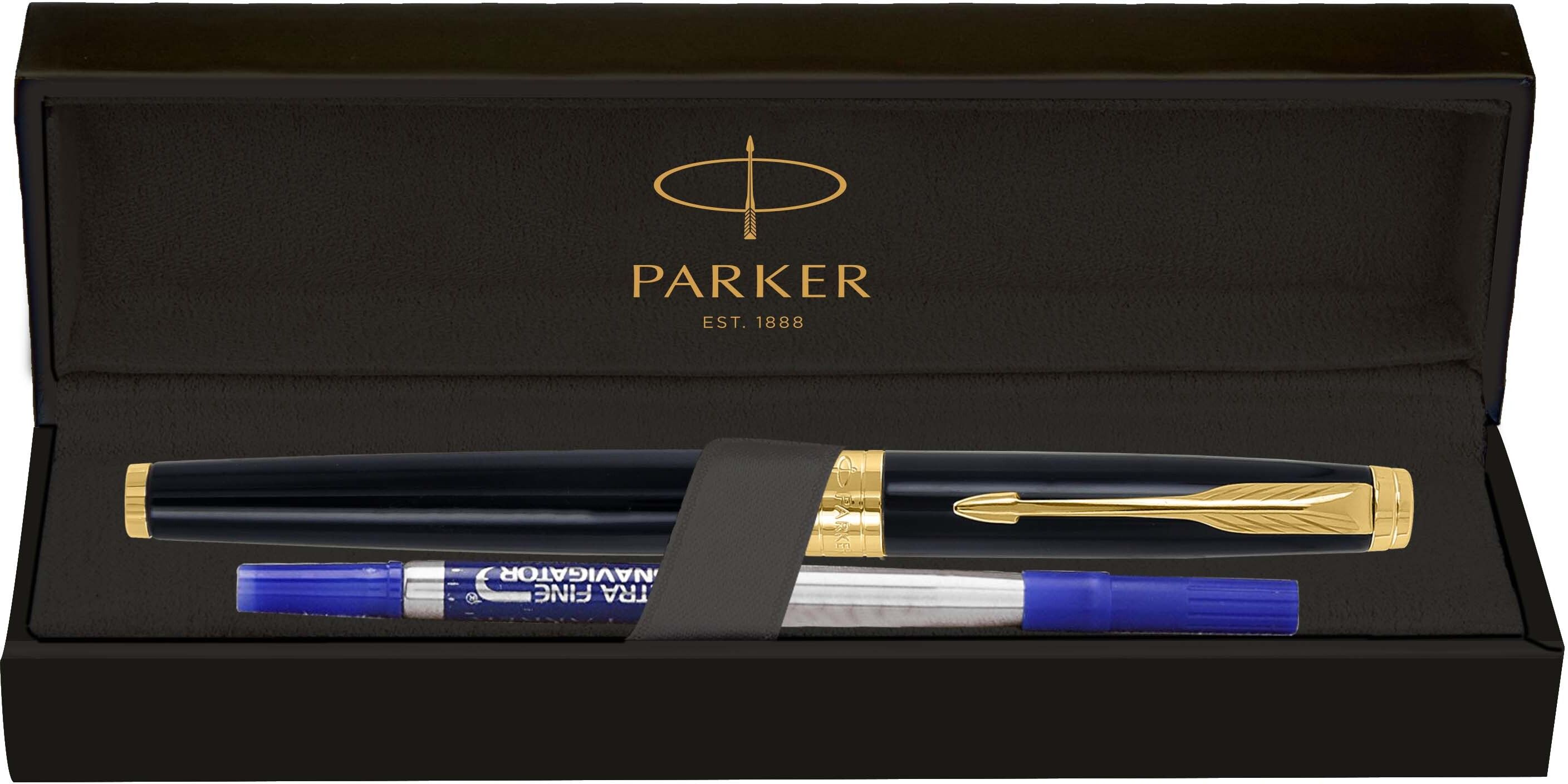 parker Aster Lacque Black, Gold Trim Roller Ball Pen-picture-14